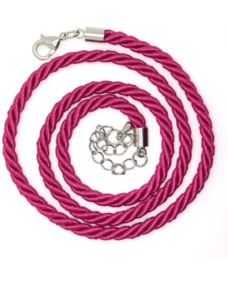 Three Ply Twisted Faux Silk Cord Necklace 20 Inches Long, Adjustable up to 22 Inchs Hot Pink $9.62 Necklaces