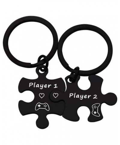 Couple Keychain Set Player 1 Player 2 Puzzle Keychains Gamer Couple Gift His and Hers Jewelry $11.33 Necklaces