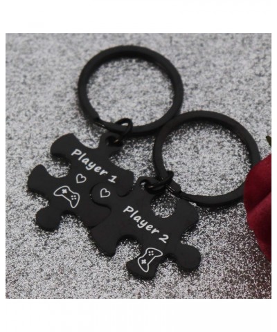 Couple Keychain Set Player 1 Player 2 Puzzle Keychains Gamer Couple Gift His and Hers Jewelry $11.33 Necklaces