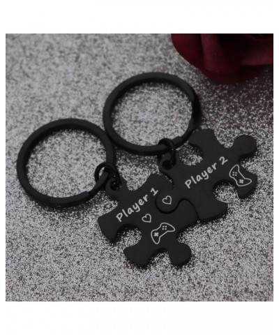 Couple Keychain Set Player 1 Player 2 Puzzle Keychains Gamer Couple Gift His and Hers Jewelry $11.33 Necklaces