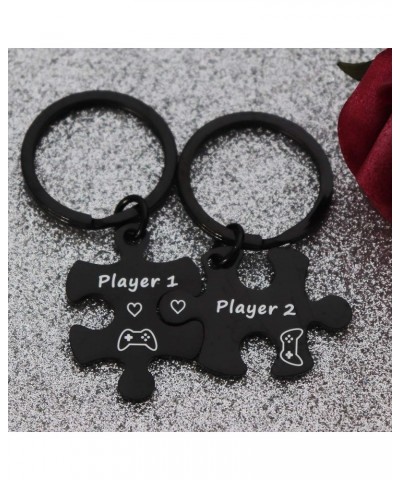 Couple Keychain Set Player 1 Player 2 Puzzle Keychains Gamer Couple Gift His and Hers Jewelry $11.33 Necklaces