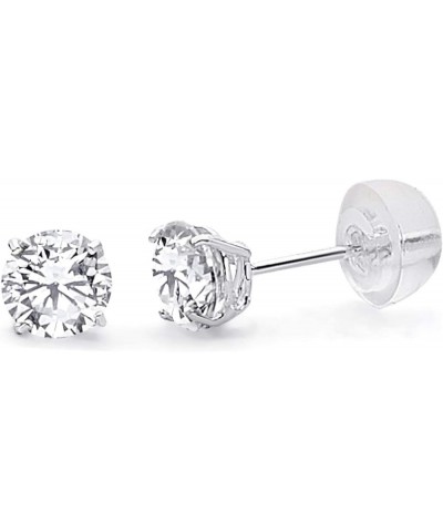 14k White Gold Round Solitaire Basket Set Stud Earrings with Silicone Back - 7 Differnet Size Available 2 mm $15.60 Earrings