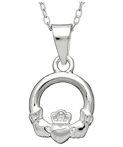 Irish Claddagh Pendant Necklace, 925 Sterling Silver, 18" Chain, Women's Celtic Jewelry, Handmade $34.01 Necklaces