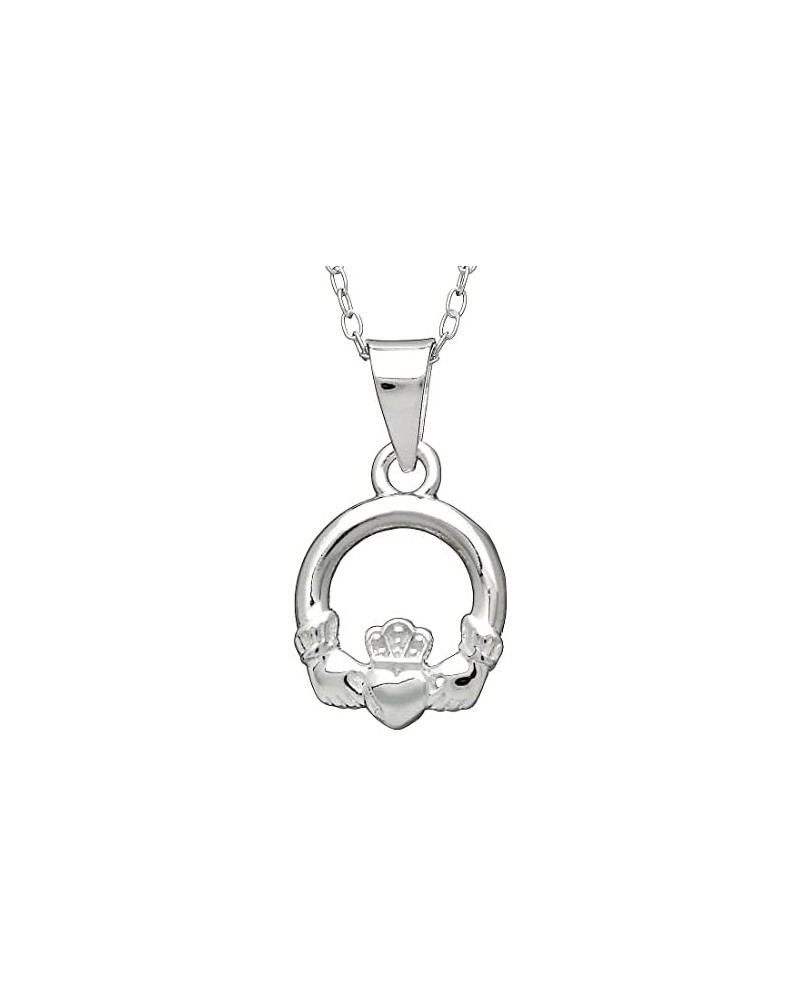 Irish Claddagh Pendant Necklace, 925 Sterling Silver, 18" Chain, Women's Celtic Jewelry, Handmade $34.01 Necklaces