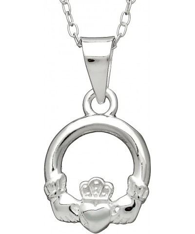 Irish Claddagh Pendant Necklace, 925 Sterling Silver, 18" Chain, Women's Celtic Jewelry, Handmade $34.01 Necklaces