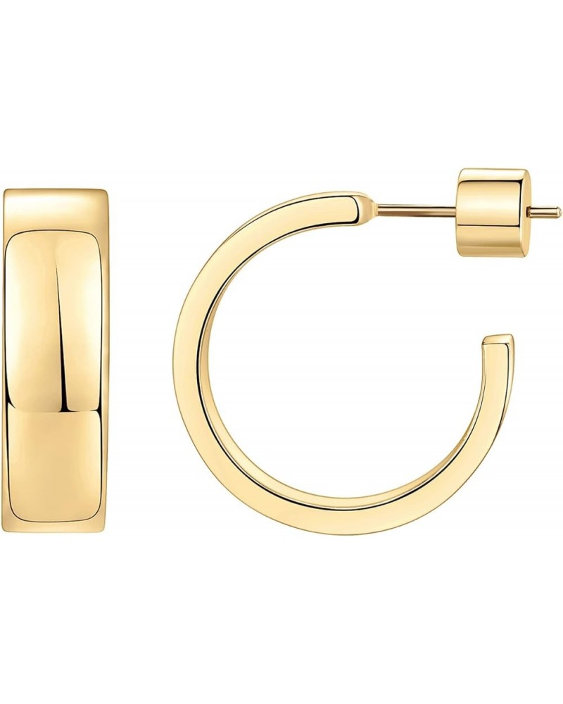 14K Gold Plated Thin Square Edge Open Hoop Earrings for Women | Trendy Lightweight Open Hoops 14 Millimeters Yellow Gold $9.6...