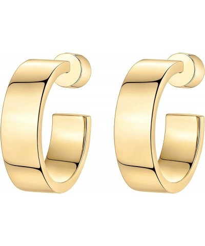 14K Gold Plated Thin Square Edge Open Hoop Earrings for Women | Trendy Lightweight Open Hoops 14 Millimeters Yellow Gold $9.6...