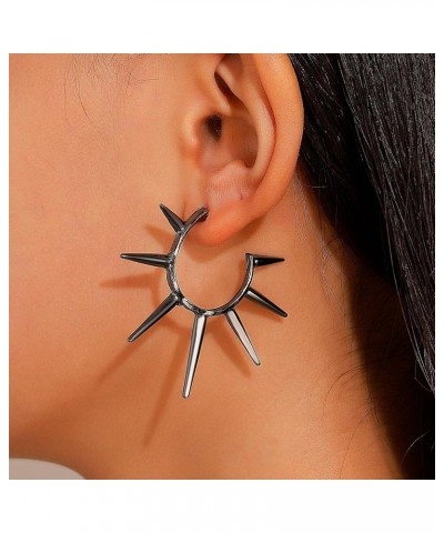 Gothic Spike Rivet Earrings for Women Girls Hip Hop Trendy Small Huggie Statement Sun Star Hoops Piecing Earrings Jewelry Gif...