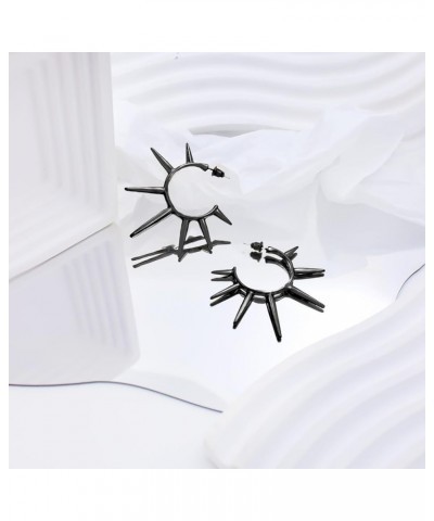 Gothic Spike Rivet Earrings for Women Girls Hip Hop Trendy Small Huggie Statement Sun Star Hoops Piecing Earrings Jewelry Gif...