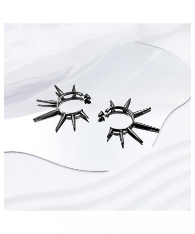 Gothic Spike Rivet Earrings for Women Girls Hip Hop Trendy Small Huggie Statement Sun Star Hoops Piecing Earrings Jewelry Gif...