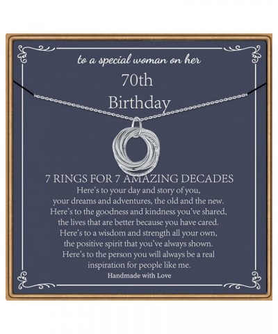 Birthday Gifts for Women, Sterling Silver Chain Circles Necklace 30th 40th 50th 60th 70th 80th 90th Birthday Necklace for Her...