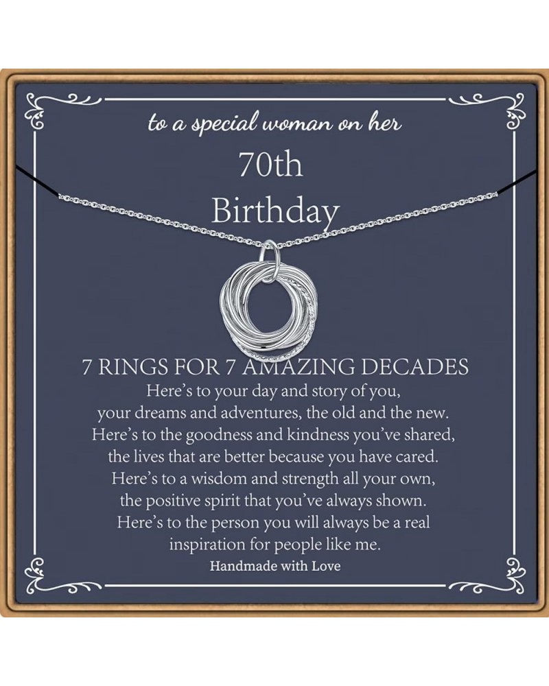 Birthday Gifts for Women, Sterling Silver Chain Circles Necklace 30th 40th 50th 60th 70th 80th 90th Birthday Necklace for Her...