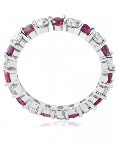 2 ct Ruby & Diamond Eternity Ring 14K White Gold Womens Stackable Wedding Band $452.25 Rings