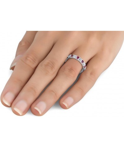 2 ct Ruby & Diamond Eternity Ring 14K White Gold Womens Stackable Wedding Band $452.25 Rings