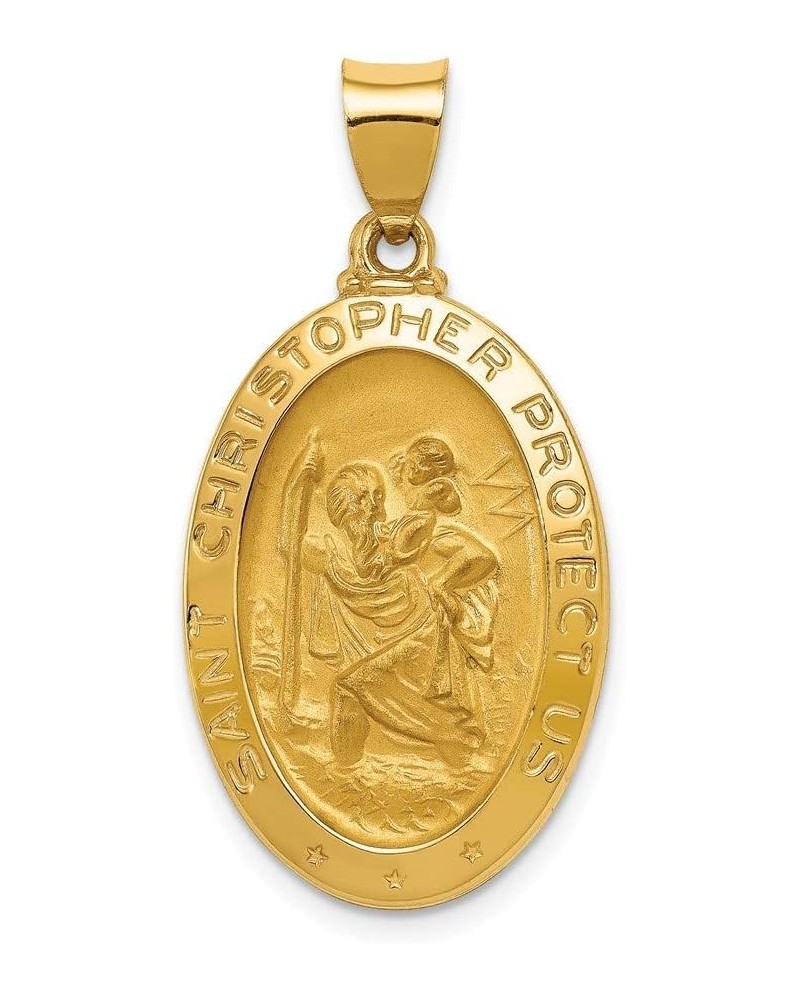 14 kt Yellow Gold Polished and Satin St Christopher Medal Hollow Charm 33 x 17 mm $103.34 Pendants