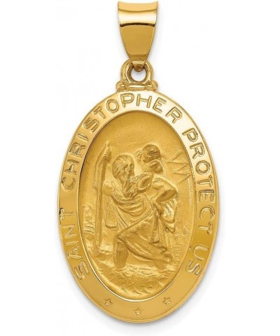 14 kt Yellow Gold Polished and Satin St Christopher Medal Hollow Charm 33 x 17 mm $103.34 Pendants