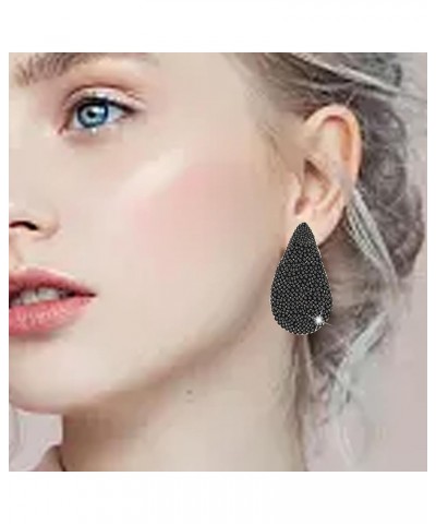 Crystal Gold Teardrop Earrings for Women Rhinestone Chunky Gold Hoop Earrings Fashion Jewelry Gift for Women Girls Black $11....