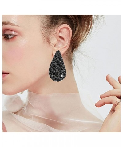 Crystal Gold Teardrop Earrings for Women Rhinestone Chunky Gold Hoop Earrings Fashion Jewelry Gift for Women Girls Black $11....