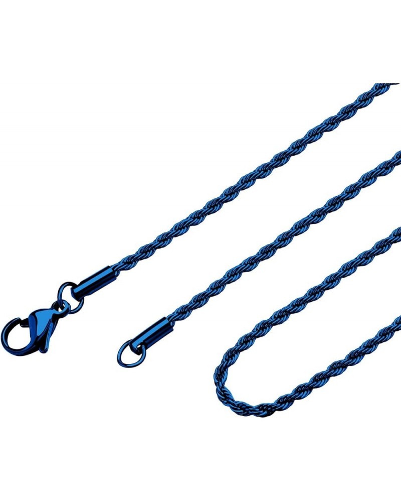 Stainless Steel Hypoallergenic Twisted Singapore Rope Chain Necklace Blue 20 Inches $8.99 Necklaces