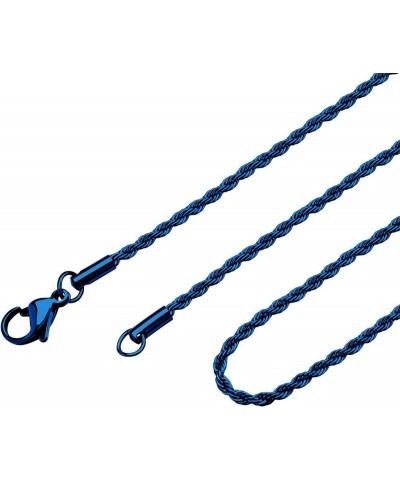 Stainless Steel Hypoallergenic Twisted Singapore Rope Chain Necklace Blue 20 Inches $8.99 Necklaces