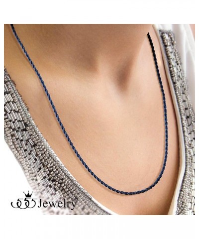 Stainless Steel Hypoallergenic Twisted Singapore Rope Chain Necklace Blue 20 Inches $8.99 Necklaces