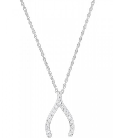 0.10 Carat (ctw) Round White Diamond Ladies Tiny Dainty Wishbone Pendant with Silver Chain 1/10 CT, 925 Sterling Silver $29.8...