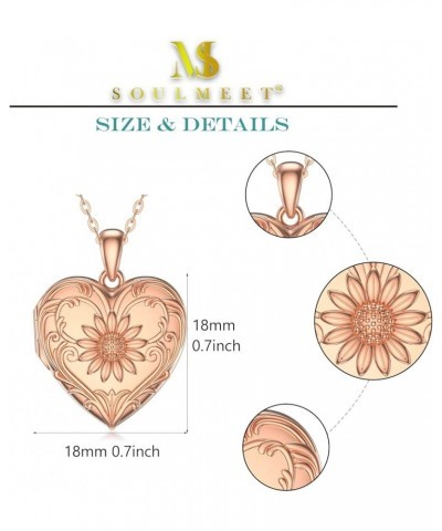 10K 14K 18K Solid Gold Personalized Sunflower/Starburst/Cross/Rose/Lotus/Butterfly/Turtle/Celtic/Bee Heart Locket Necklace Th...