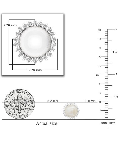 Round 7mm Freshwater Cultured Pearl with 0.19 CT White Diamond Halo Style Screwback & Pushback Stud Earrings for Women 10K Wh...