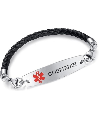 Interchangeable medical alert bracelets for men women free engraving medical bracelets BLACK / 7.5" coumadin $17.97 Bracelets