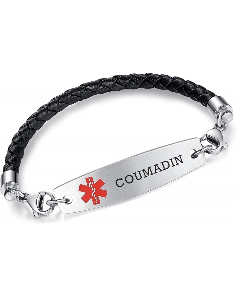 Interchangeable medical alert bracelets for men women free engraving medical bracelets BLACK / 7.5" coumadin $17.97 Bracelets