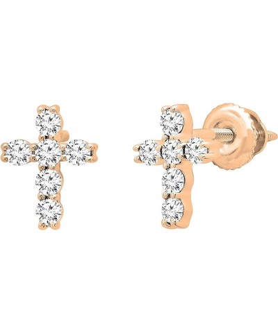 0.35 Carat (ctw) Round Lab Grown White Diamond Ladies Cross Stud earrings 1/3 CT, Available in Various Gemstones & Metal in 1...