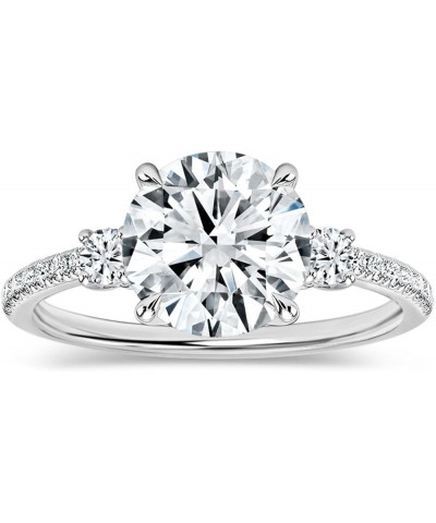 Round Lab Grown White Diamond Classic Three Stone Engagement Ring for Women in 925 Sterling Silver 5 2.00 Carat $93.06 Rings