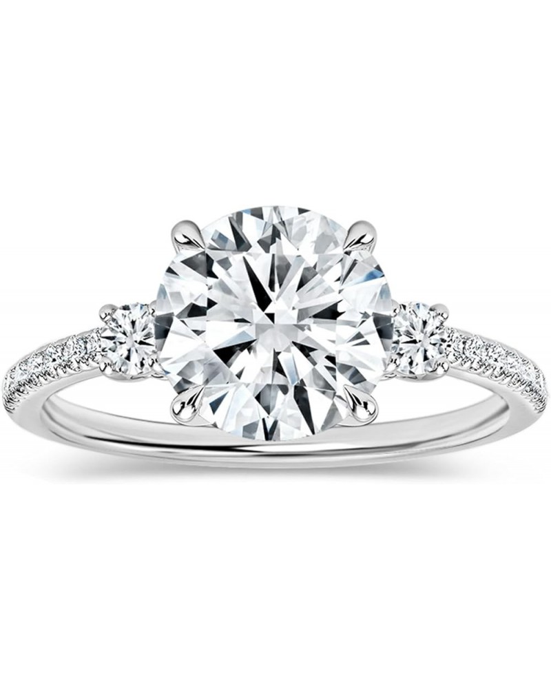 Round Lab Grown White Diamond Classic Three Stone Engagement Ring for Women in 925 Sterling Silver 5 2.00 Carat $93.06 Rings