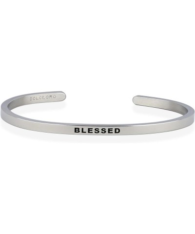 Personalized Inspirational Mantra Cuff Bracelet Jewelry, 3mm wide Shiny 316L Surgical Steel BLESSED $19.79 Bracelets