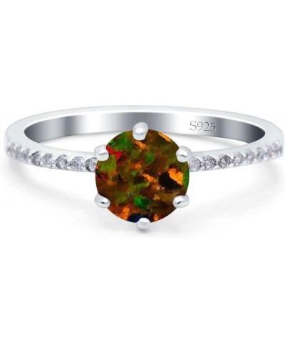 Art Deco Wedding Engagement Bridal Ring Round Simulated Cubic Zirconia 925 Sterling Silver Lab Created Black Opal $15.65 Rings