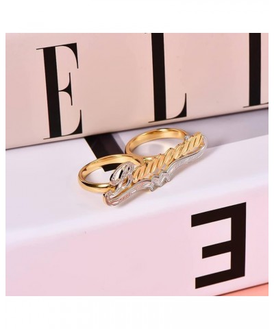 Personalized Name Ring Unisex Letter Initial Ring with Heart Custom Name Ring Gold-Plated Copper Nameplate Ring for Women Gir...