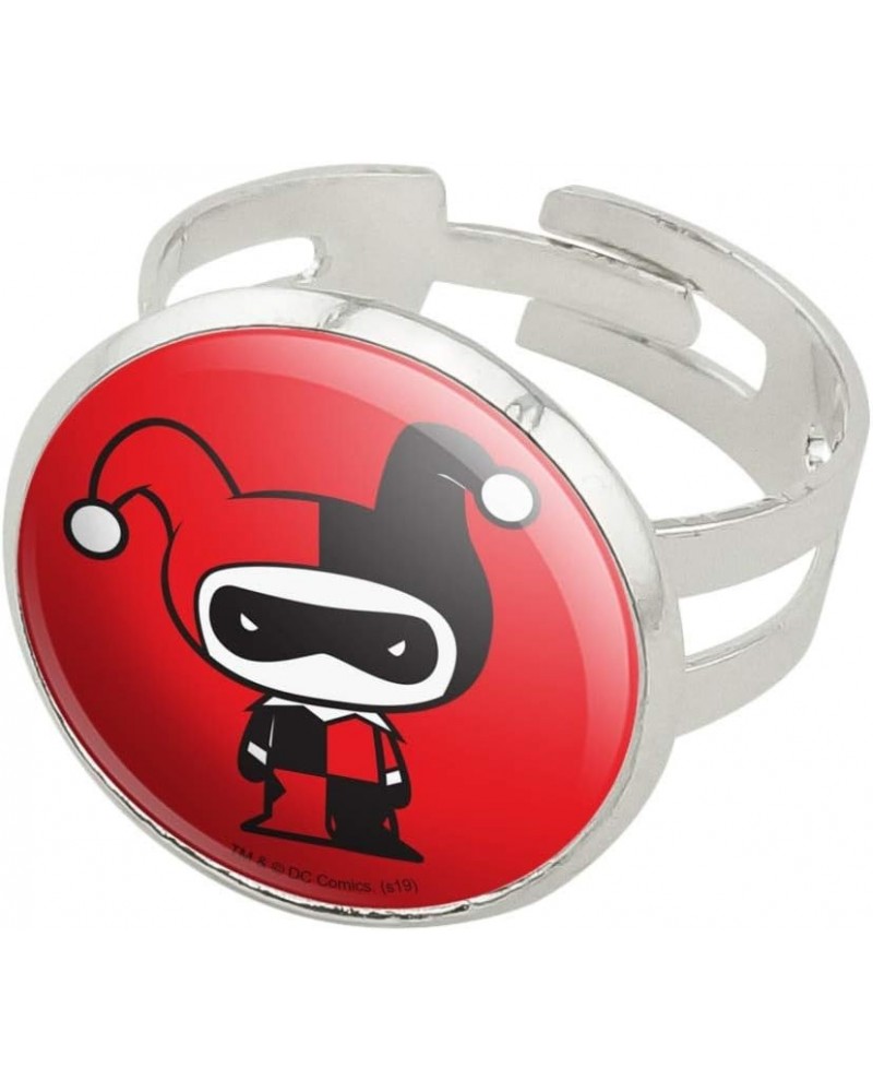 Harley Quinn Cute Chibi Character Silver Plated Adjustable Novelty Ring $9.17 Rings