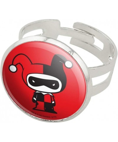 Harley Quinn Cute Chibi Character Silver Plated Adjustable Novelty Ring $9.17 Rings