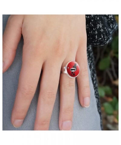 Harley Quinn Cute Chibi Character Silver Plated Adjustable Novelty Ring $9.17 Rings