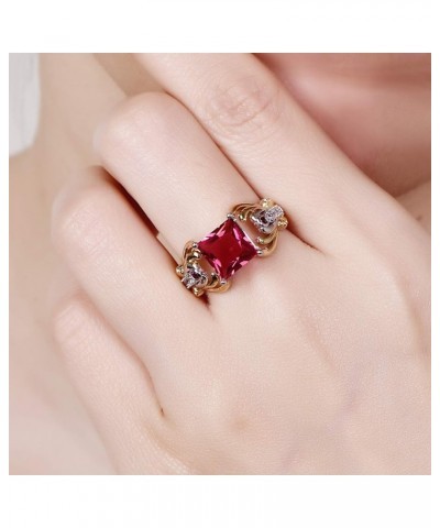 925 Sterling Silver Created Blue Sapphire Quartz Filled Cushion Cut Two Tone Unicorn Wide Band Ring for Women C-Red $4.71 Rings