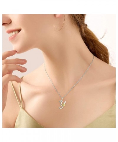 Initial Necklaces for Girls Alphabet Silver Necklace for Teens Gold Sunflower Simple Necklace for Women Y $7.60 Necklaces