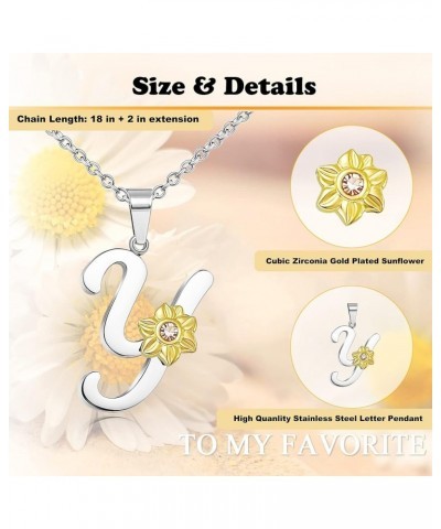 Initial Necklaces for Girls Alphabet Silver Necklace for Teens Gold Sunflower Simple Necklace for Women Y $7.60 Necklaces