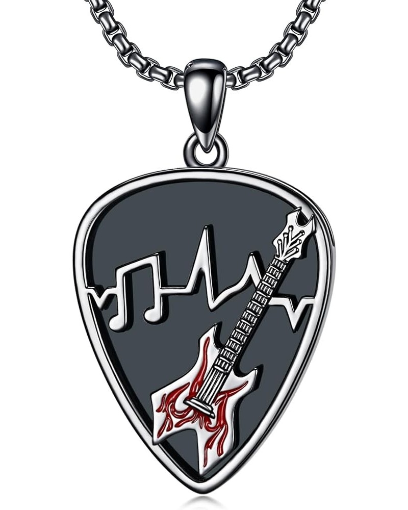 Guitar Pick Holder Necklace Sterling Silver Personalized Soundwave Guitar Pick Pendant Holder Christmas Musicians Gift for Gu...