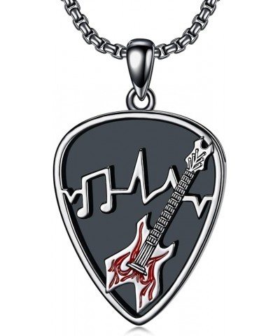 Guitar Pick Holder Necklace Sterling Silver Personalized Soundwave Guitar Pick Pendant Holder Christmas Musicians Gift for Gu...