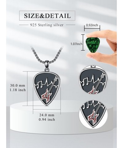 Guitar Pick Holder Necklace Sterling Silver Personalized Soundwave Guitar Pick Pendant Holder Christmas Musicians Gift for Gu...