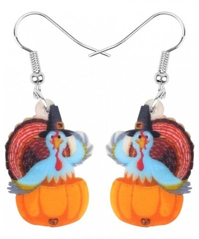 Acrylic Thanksgiving Cartoon Hat Turkey Chicken Earrings Drop Dangle Jewelry For Women Kids Charms Gifts Blue $6.00 Earrings