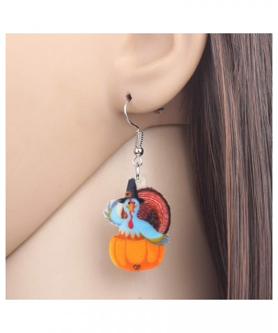 Acrylic Thanksgiving Cartoon Hat Turkey Chicken Earrings Drop Dangle Jewelry For Women Kids Charms Gifts Blue $6.00 Earrings