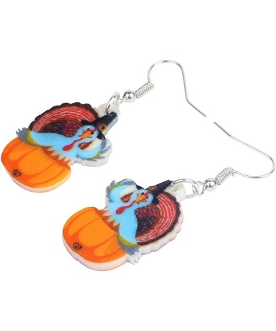 Acrylic Thanksgiving Cartoon Hat Turkey Chicken Earrings Drop Dangle Jewelry For Women Kids Charms Gifts Blue $6.00 Earrings