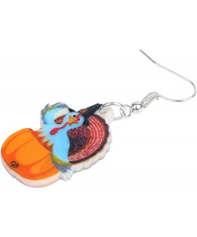 Acrylic Thanksgiving Cartoon Hat Turkey Chicken Earrings Drop Dangle Jewelry For Women Kids Charms Gifts Blue $6.00 Earrings