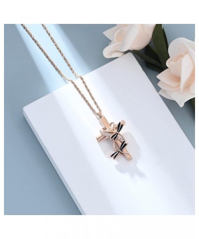 Cross Urn Necklace for Ashes for Women Men Dragonfly Cremation Jewelry Memorial Keepsake Ashes Pendant Rose Gold $10.74 Others